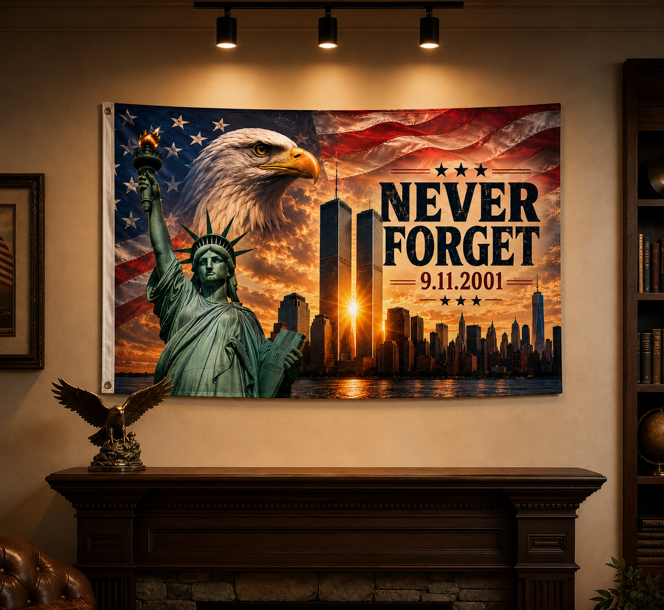 Never Forget 9/11 Tribute Flag 3x5 ft - American Remembrance Flag