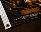 343 FDNY Firefighter Helmet Memorial Flag – Never Forget 9/11 Memorial Tribute