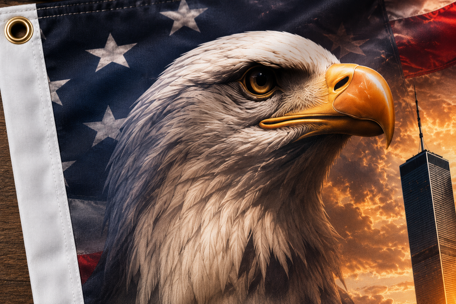 Never Forget 9/11 Tribute Flag 3x5 ft - American Remembrance Flag